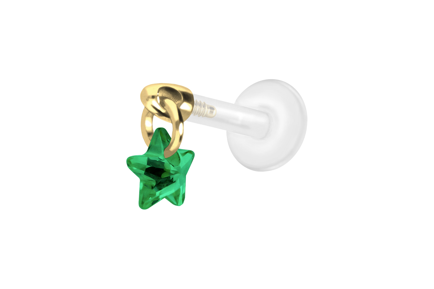 PTFE Labret Piercing mit Innengewinde + Titan-Aufsatz KRISTALLSTERN